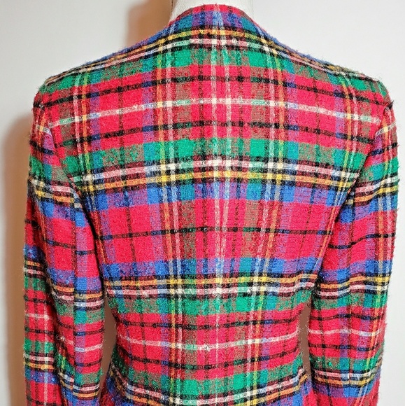 Vtg Pendleton Christmas Plaid Buttoned Blazer - Picture 6 of 8